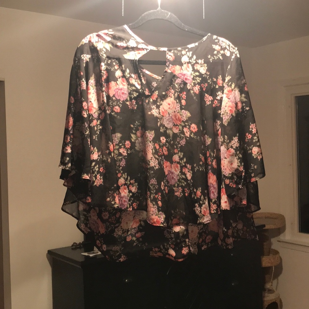 Sheer, floral crop top
